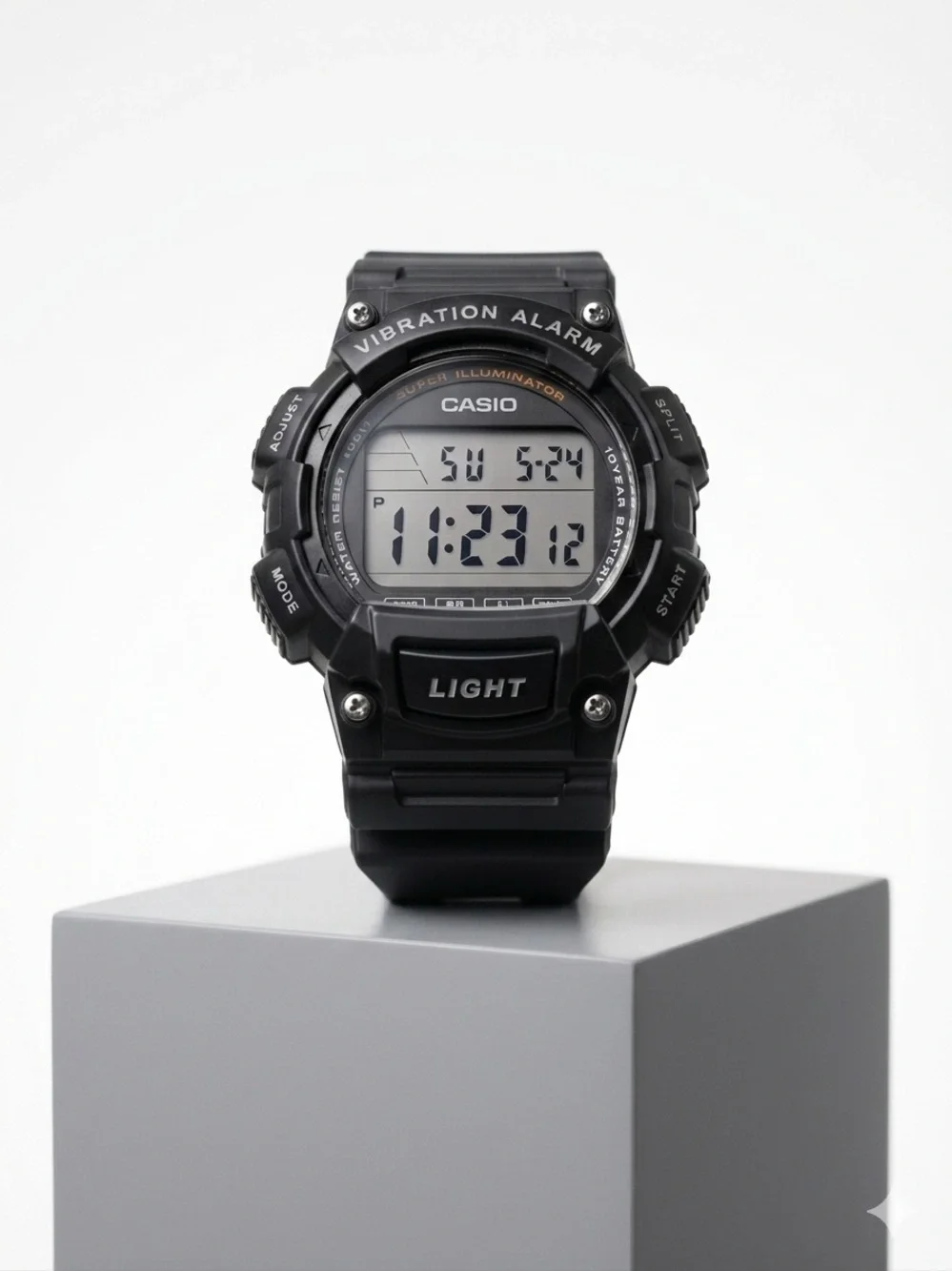 Casio Men's Watch W736H Super Illuminator Digital Quartz Black  Resin Black 3446